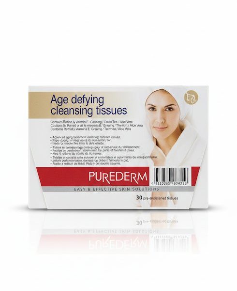 Purederm age defying cleansing tissues